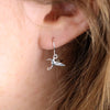 Clustdlysau Arian | Sterling Silver Hummingbird Drop Earrings