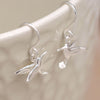 Clustdlysau Arian | Sterling Silver Hummingbird Drop Earrings