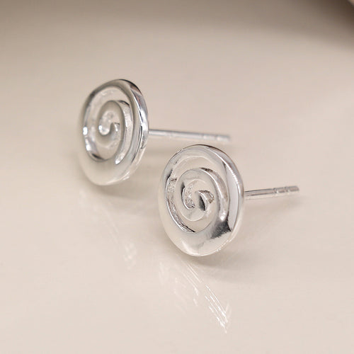 Clustdlysau Styd Arian | Sterling Silver Studs - Spiral