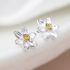 Clustdlysau Styd Arian | Sterling Silver Studs - Daffodils