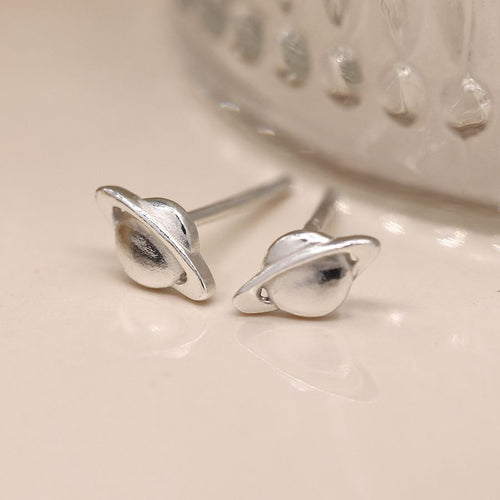 Clustdlysau Styd Arian | Sterling Silver Studs - Saturn