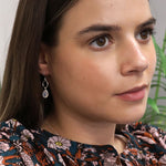 Clustdlysau Arian | Sterling Silver Drop Earrings - Rainbow Moonstone Teardrop