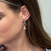 Clustdlysau Arian | Sterling Silver Drop Earrings - Rainbow Moonstone Teardrop