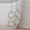Clustdlysau Arian | Sterling Silver Drop Earrings - Rainbow Moonstone Teardrop