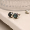 Clustdlysau Arian | Sterling Silver Round Stud Earrings - Labradorite