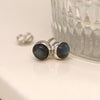 Clustdlysau Arian | Sterling Silver Round Stud Earrings - Labradorite