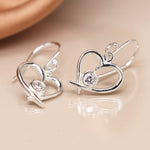 Clustdlysau Arian | Sterling Silver Earrings - CZ Heart