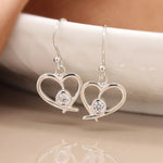 Clustdlysau Arian | Sterling Silver Earrings - CZ Heart
