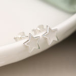 Clustdlysau Arian | Sterling Silver Pearl Star Stud Earrings