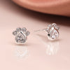 Clustdlysau Styd Arian | Sterling Silver Studs - CZ Paws