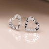 Clustdlysau Styd Arian | Sterling Silver Studs - Faceted Heart