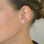 Clustdlysau Styd Arian | Sterling Silver Stud Earrings - Tiny Paw Print