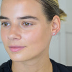Clustdlysau Styd Arian | Sterling Silver Stud Earrings - Tiny Paw Print