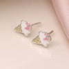 Clustdlysau Styd Arian ac Enamel | Sterling Silver & Enamel Stud Earrings - Ice Cream