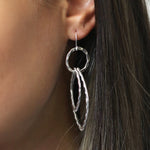Clustdlysau Arian | Sterling Silver Earrings - Hoop and Double Marquis