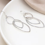 Clustdlysau Arian | Sterling Silver Earrings - Hoop and Double Marquis