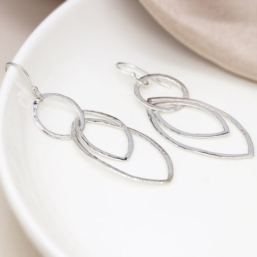 Clustdlysau Arian | Sterling Silver Earrings - Hoop and Double Marquis