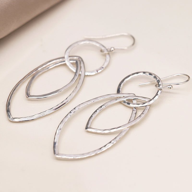 Clustdlysau Arian | Sterling Silver Earrings - Hoop and Double Marquis