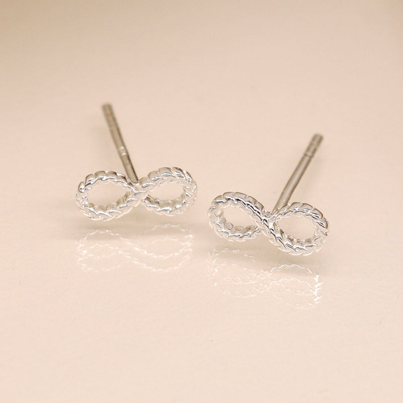 Clustdlysau Styd Arian | Sterling Silver Stud Earrings - Infinity