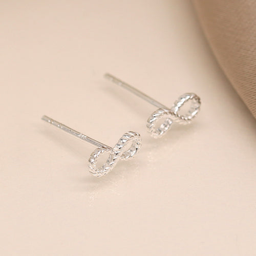 Clustdlysau Styd Arian | Sterling Silver Stud Earrings - Infinity