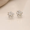 Clustdlysau Styd Arian | Sterling Silver Studs - Faux Pearl Flower