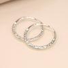 Clustdlysau Arian | Sterling Silver Earrings - Flat Hammered Hoop