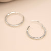 Clustdlysau Arian | Sterling Silver Earrings - Flat Hammered Hoop