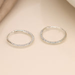 Clustdlysau Arian | Sterling Silver Earrings - Flat Hammered Hoop