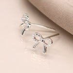 Clustdlysau Styd Arian | Sterling Silver Stud Earrings - Little Bow