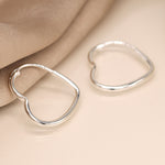 Clustdlysau Arian | Sterling Silver Earrings - Heart Hoop