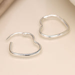 Clustdlysau Arian | Sterling Silver Earrings - Heart Hoop