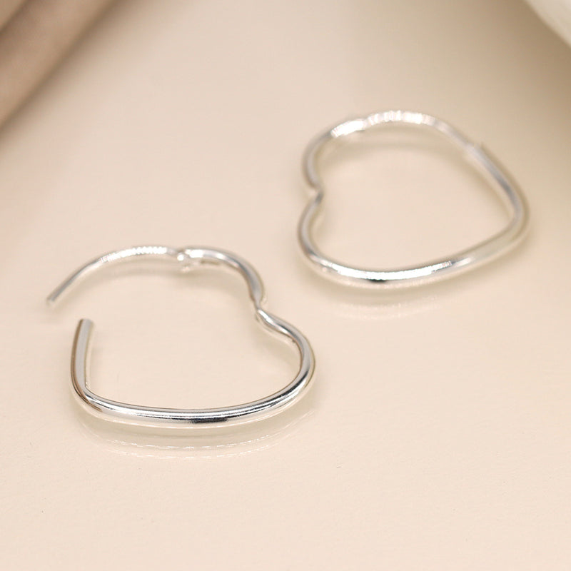 Clustdlysau Arian | Sterling Silver Earrings - Heart Hoop