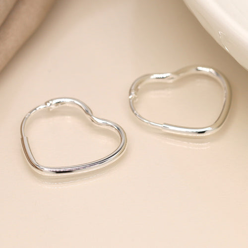 Clustdlysau Arian | Sterling Silver Earrings - Heart Hoop