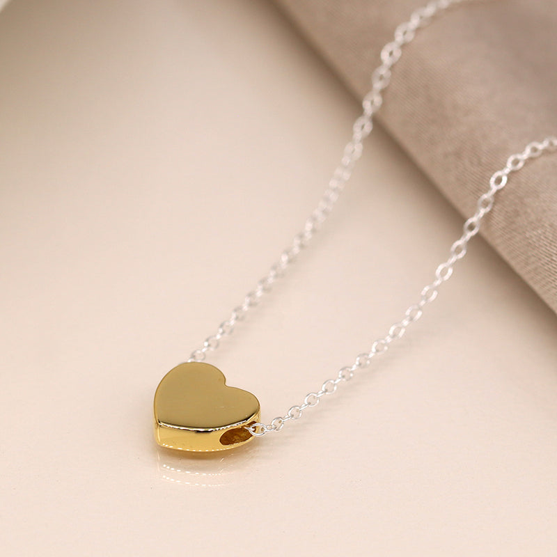 Cadwen Arian - Calon Aur | Silver Necklace - Gold Heart