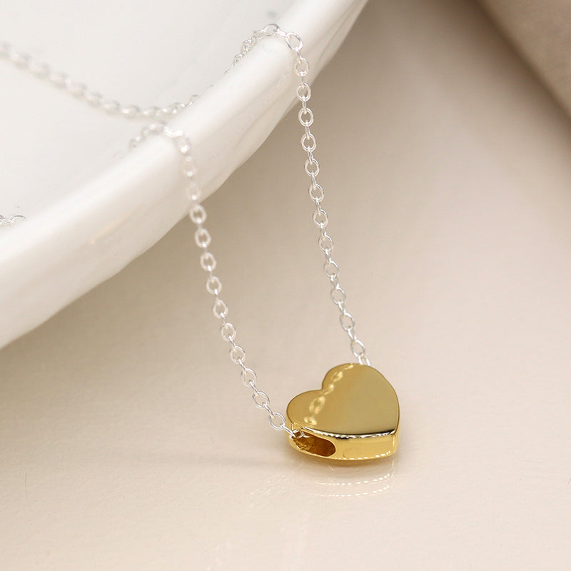 Cadwen Arian - Calon Aur | Silver Necklace - Gold Heart
