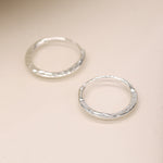 Clustdlysau Arian | Sterling Silver Earrings - Little Hammered Hoop