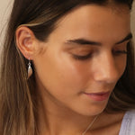 Clustdlysau Arian | Sterling Silver Earrings - Foil Texture Marquis
