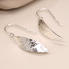 Clustdlysau Arian | Sterling Silver Earrings - Foil Texture Marquis