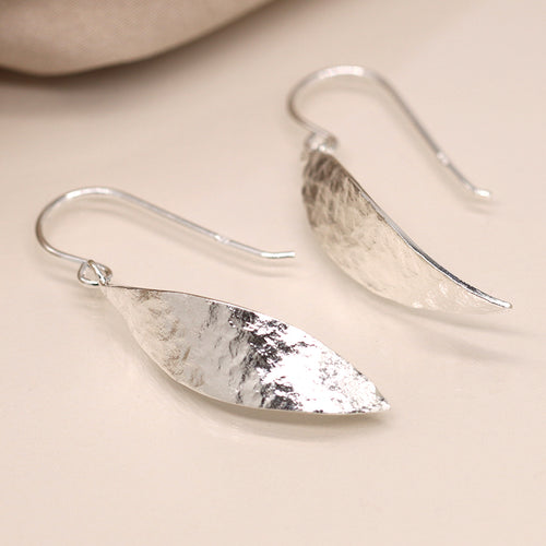 Clustdlysau Arian | Sterling Silver Earrings - Foil Texture Marquis