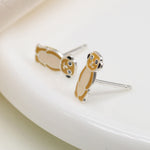 Clustdlysau Styd Arian ac Enamel | Sterling Silver & Enamel Stud Earrings - Meerkat