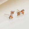 Clustdlysau Styd Arian ac Enamel | Sterling Silver & Enamel Stud Earrings - Tiger