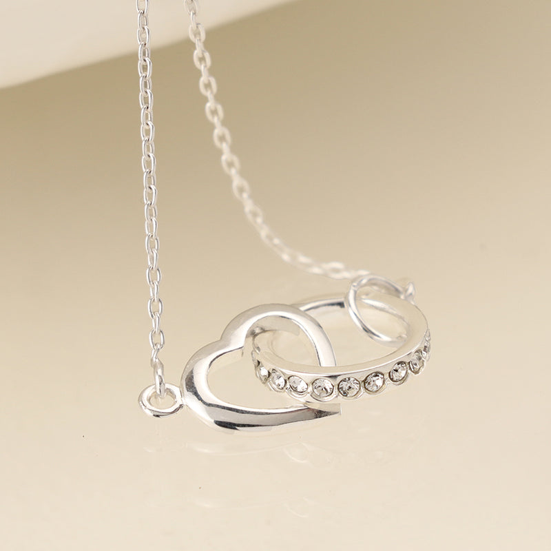Cadwen Arian - Calon a Chylchyn | Silver Necklace - Linked Heart & Hoop
