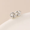 Clustdlysau Styd Arian | Sterling Silver Stud Earrings - Knotted Yarn