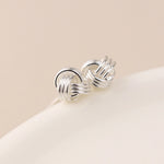 Clustdlysau Styd Arian | Sterling Silver Stud Earrings - Knotted Yarn