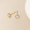 Clustdlysau Styd Arian | Gold Plated Sterling Silver Studs - White Opal