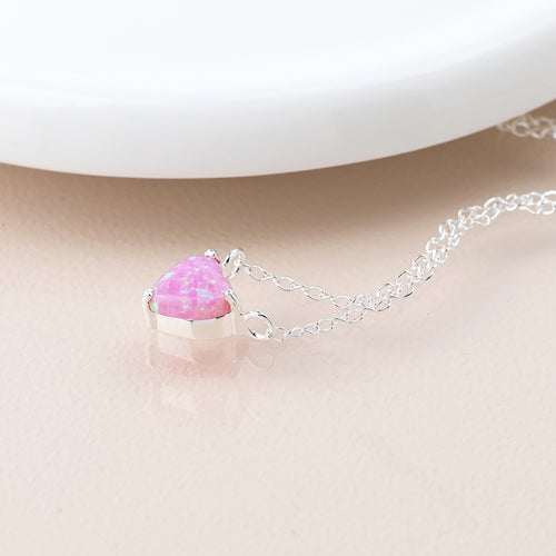 Cadwen Arian | Silver Necklace - Pink Opal Heart