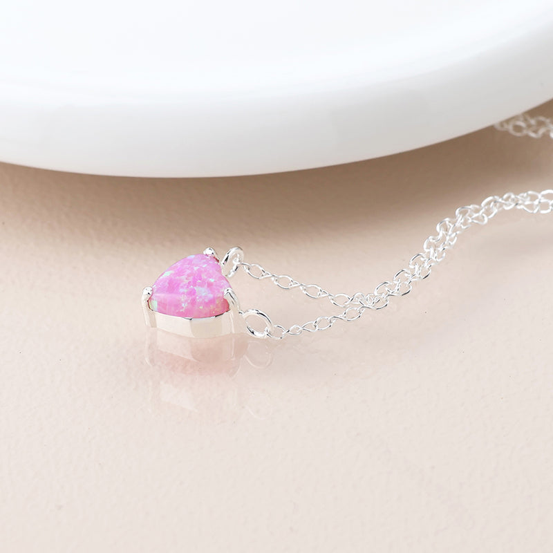 Cadwen Arian | Silver Necklace - Pink Opal Heart