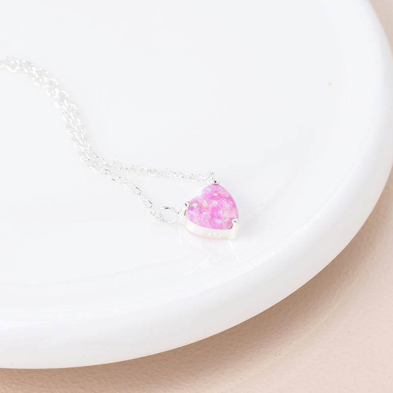 Cadwen Arian | Silver Necklace - Pink Opal Heart