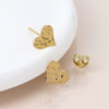 Clustdlysau Styd Arian | Gold Plated Sterling Silver Studs - Hammered Heart