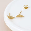 Clustdlysau Styd Arian | Gold Plated Sterling Silver Studs - Feather